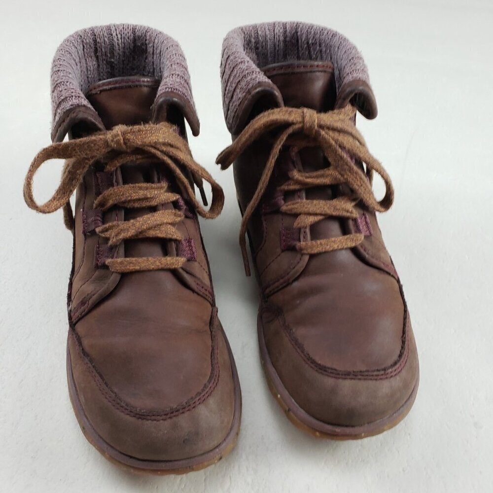 Chaco Barbary Waterproof Ankle Boot Womens 6.5 Brown Leather Lined Lace Up - Picture 3 of 13